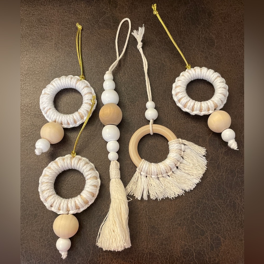 Macramé Hanging Ornaments, Set of 5
